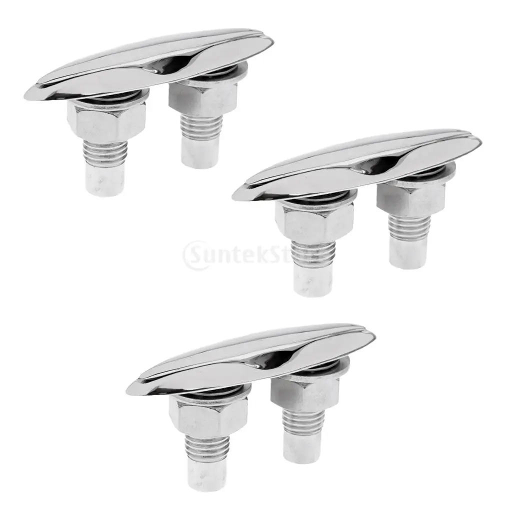 

3PCS Marine Grade 316 Stainless Steel 5" 125mm Pop Up / Pull Up Flush Mount Lift Cleat for Boat Dock Anchoring Mooring