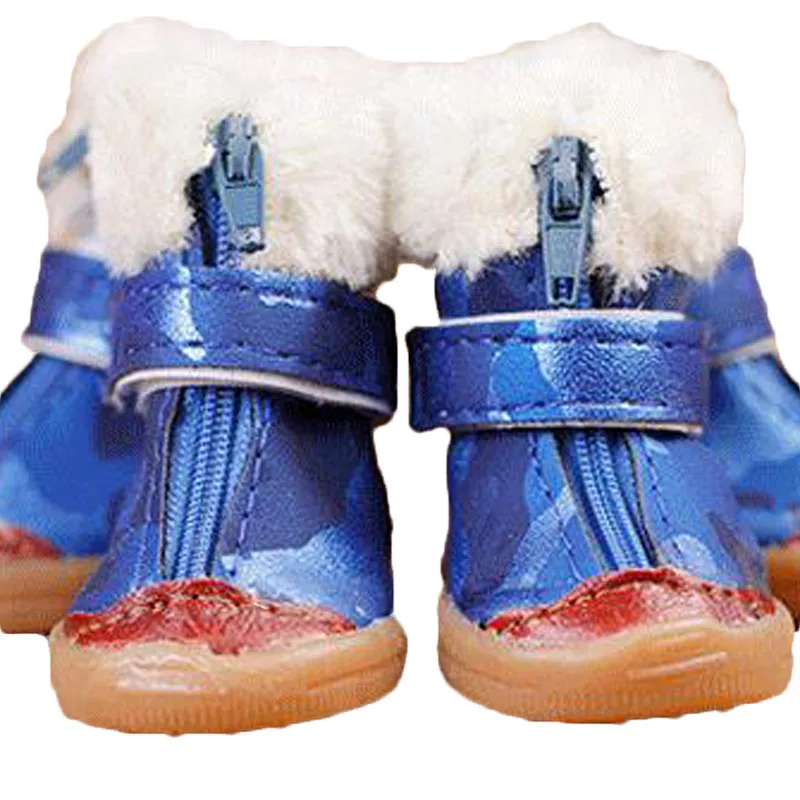 PU Camouflage Dog Shoes Warm Winter Waterproof Non slip Snow Burr Boots