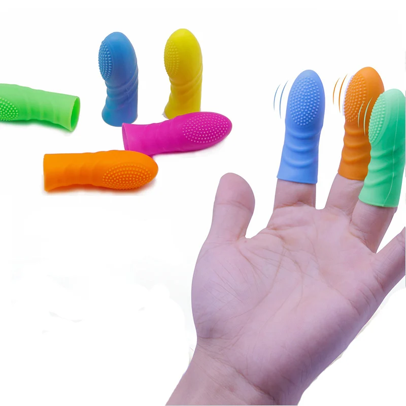 5pcs Soft Raised Dots Clitoris Stimulator Finger Cots Vibrator Sleeve