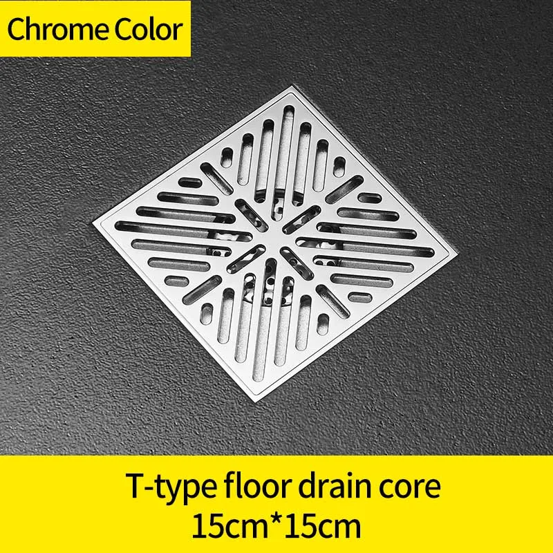 Стоки для душа 15 см квадратный латунный хромированный Слив для ванной комнаты балкон дезодорант сливное отверстие для ванны ситечко крышка отходов Решетка 811538 - Цвет: WF-811538L-T