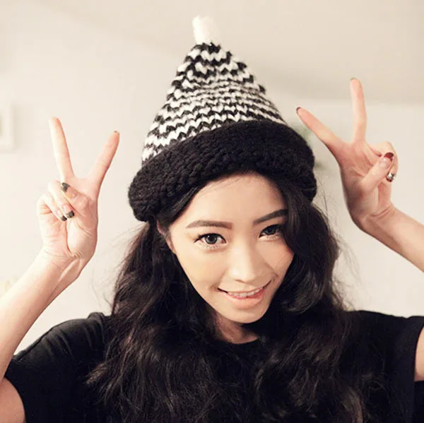 Women Girl Winter Korean Style Warmer Hat Casual Pointy Unisex Knitted Wool Hats