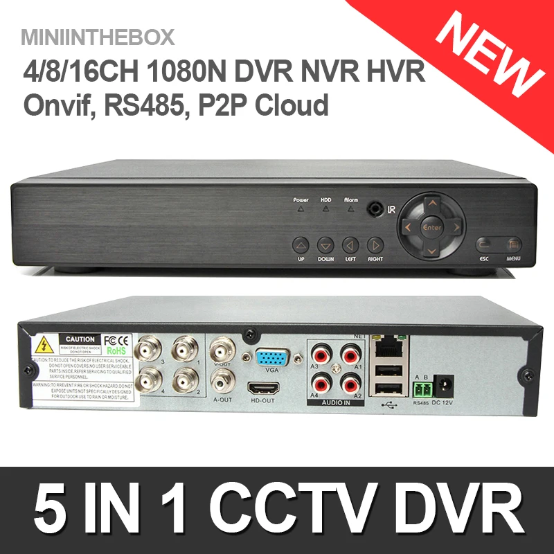  4Ch 8Ch 16Ch 1080N 5 IN 1 AHD CVI TVI CVBS CCTV DVR Hybrid NVR XVR 1080P 3MP 5MP Onvif PTZ Coxial Control P2P Mobile View 