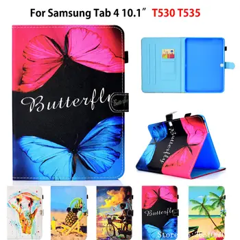 

Case For Samsung Galaxy Tab 4 10.1" T530 T531 T535 SM-T530 Cover Funda Tablet Fashion Print Silicone PU Leather Stand Shell