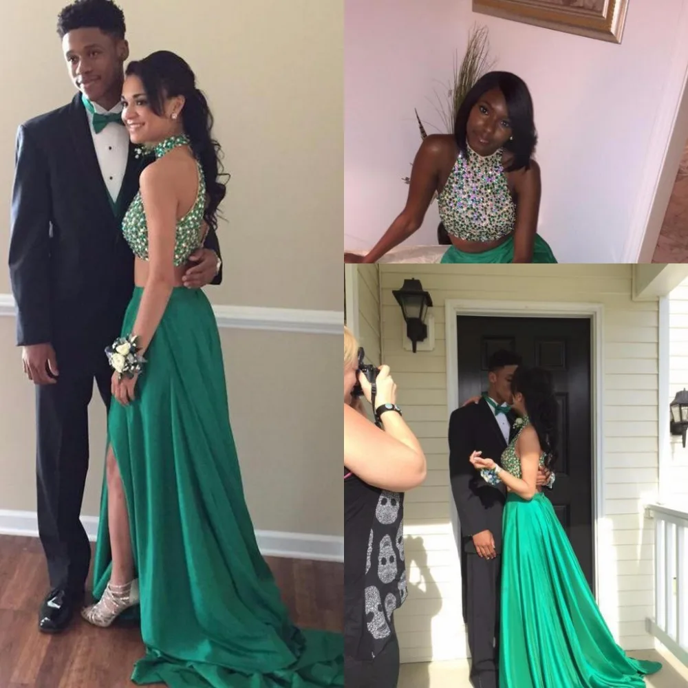 Emerald two piece prom dress Clearance