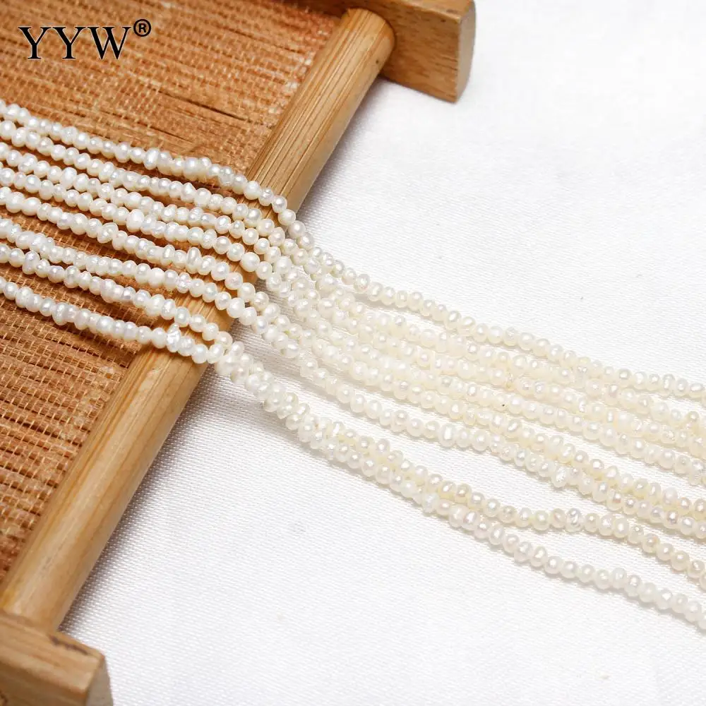 High Quality Cultured Potato Freshwater Pearl Beads Natural 100% White 2mm Approx 0.8mm Sold Per Approx 13.7 Inch Strand