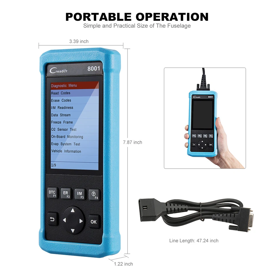 New Launch CReader 8001 Auto Scanner with ABSSRS ECU Oil & EPB reset Prints data via PC CR8001 OBD