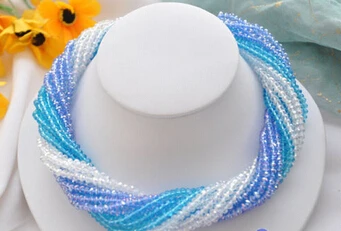 

ddh003188 15row 18" 4mm blue purple clear faceted crystal rainbow necklace