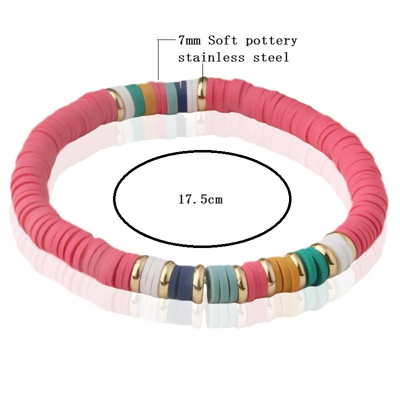NeeFu WoFu Clay Bead Bracelet Bohemian Soft Pottery Bracelets For Women Nationality Stainless Steel Beach Colorful Jewelry bracelet jewelry