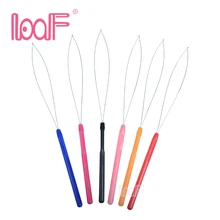 LOOF 12 шт. пластиковый крючок для вязания крючком Тяговая игла петля для нити инструмент для наращивания волос микро кольцо Инструменты 6 цветов на выбор