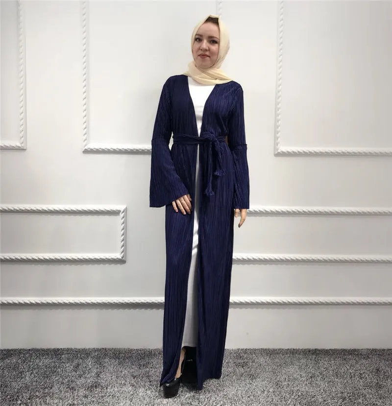 Мусульманский взрослых Мода плиссированные мусульманская одежда Турецкий Дубай динамик рукавом Абая Мусульманский халат арабский