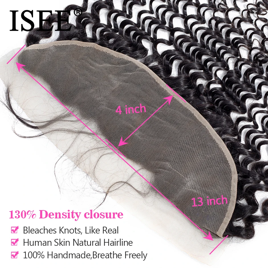 ISEE HAIR Deep Wave Bundles With Frontal Remy Human Hair Bundles With Frontal 13*4 Pre Plucked Brazilian Hair Weave Bundles ISEE HAIR Deep Wave Bundles With Frontal Remy Human Hair Bundles With Frontal 13*4 Pre Plucked Brazilian Hair Weave Bundles