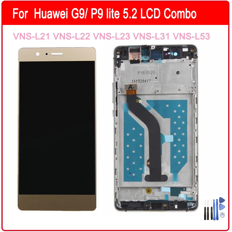 

For Huawei P9 lite G9 5.2inch Original Touch Screen Digitizer LCD Display Assembly Combo With frame+ Free tools