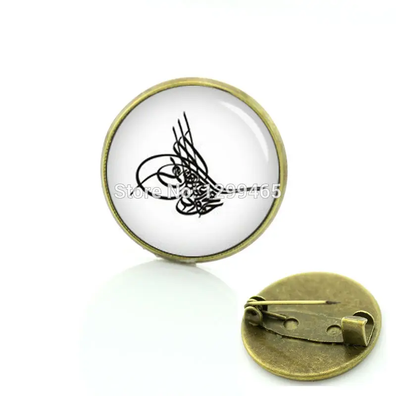 

Funny picture Tugra Osmanli LOGO brooches vintage artwork pin Men and women hipster accessories badge C 1199