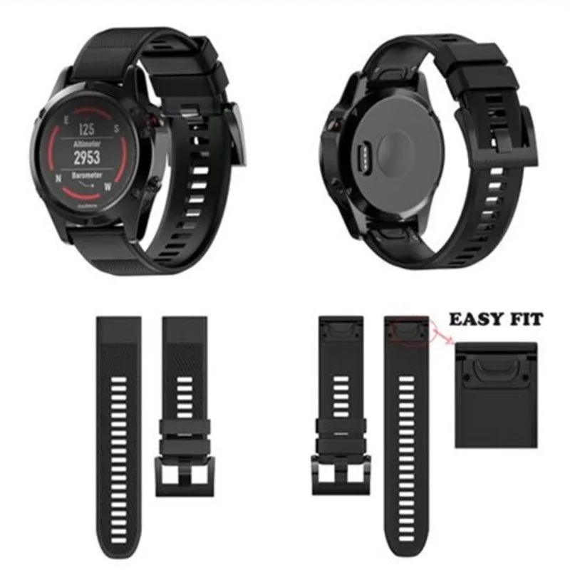 

26mm/22mm Silicone Watchband Strap For Garmin Fenix 5X 5 5S Plus 3 3HR D2 S60 Watch Quick Release Easyfit Wrist Band Strap