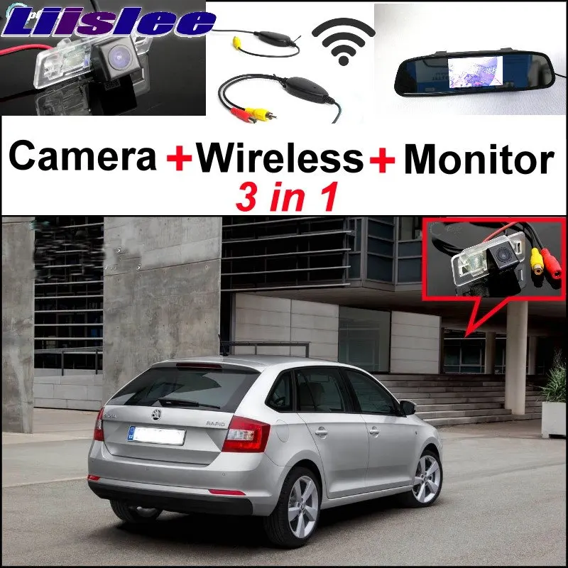Liislee Wireless Receiver + Mirror Monitor Easy DIY Parking System + 3in1 Special WiFi Camera For Skoda Rapid 2012~2015