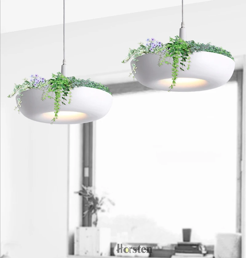 Horsten Creative Modern DIY Hanging Gardens of Babylon Plants Lamp Potted  Nordic Aluminum White Pots Plant Pendant Lights (2)