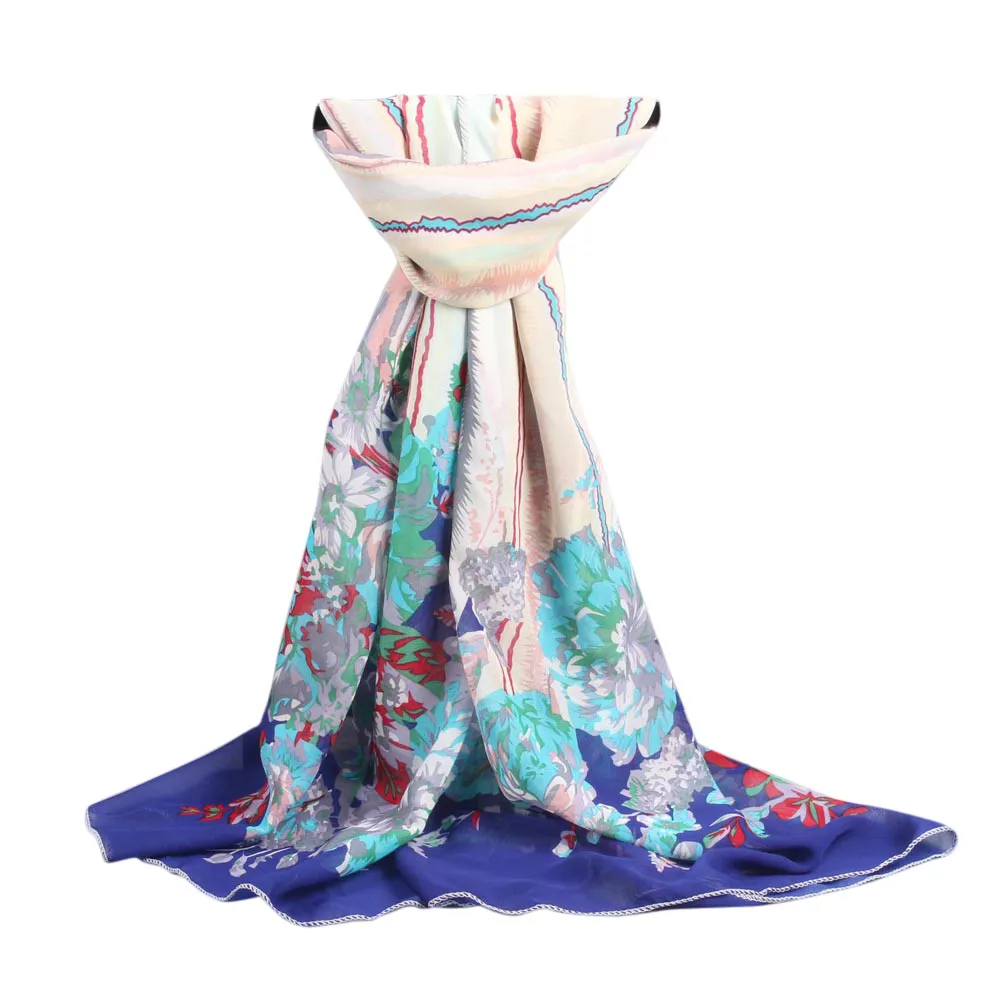 NEW chiffon silk scarf women fashion designer Women Long Soft Wrap scarf Elegant Printing Scarf ...