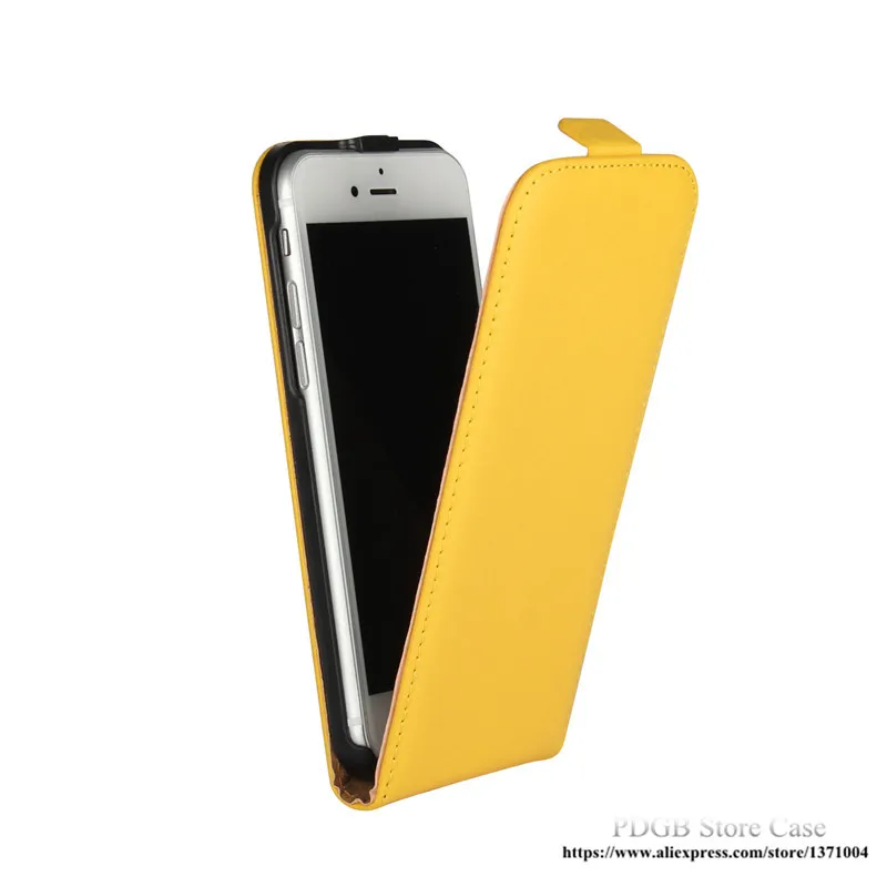 Роскошный, вертикальный, откидной Чехол Fundas с магнитной пряжкой, чехол из натуральной кожи для iPhone 4, 4S, 5, SE, чехол 5S, 6, 6 s, 7, чехол s, 7 Plus - Цвет: Цвет: желтый