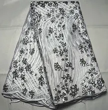 (5yards/lot) SPN66!nice looking African tulle lace with sequins,good quality French lace fabric for party & wedding dress!