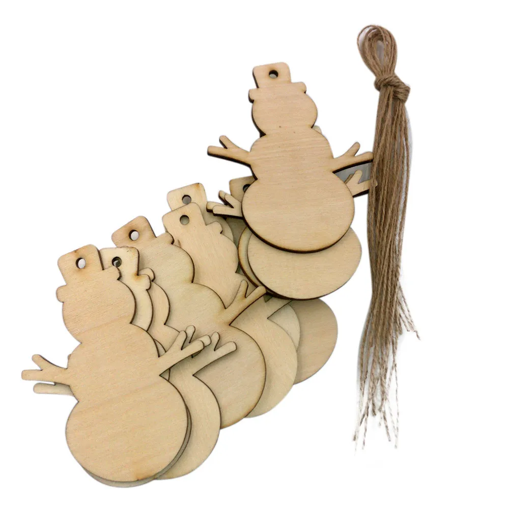 

10Pcs Christmas Wood Chip Tree Ornaments Xmas Hanging Pendant Decoration Gifts#25