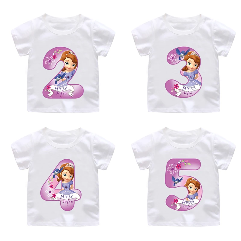

ZSIIBO Baby Boys Girls Happy Birthday Letter Number Print Clothes Children Funny T shirt Kids Number 1-9 Birthday Present CX6L96
