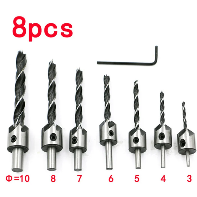 4 / 7Pcs HSS 5 Flute Chamfer Wood Drill Bits Set For Woodworking Cutter Tools 4 / 7Pcs HSS 5 Flute Chamfer Wood Drill Bits Set For Woodworking Cutter Tools
