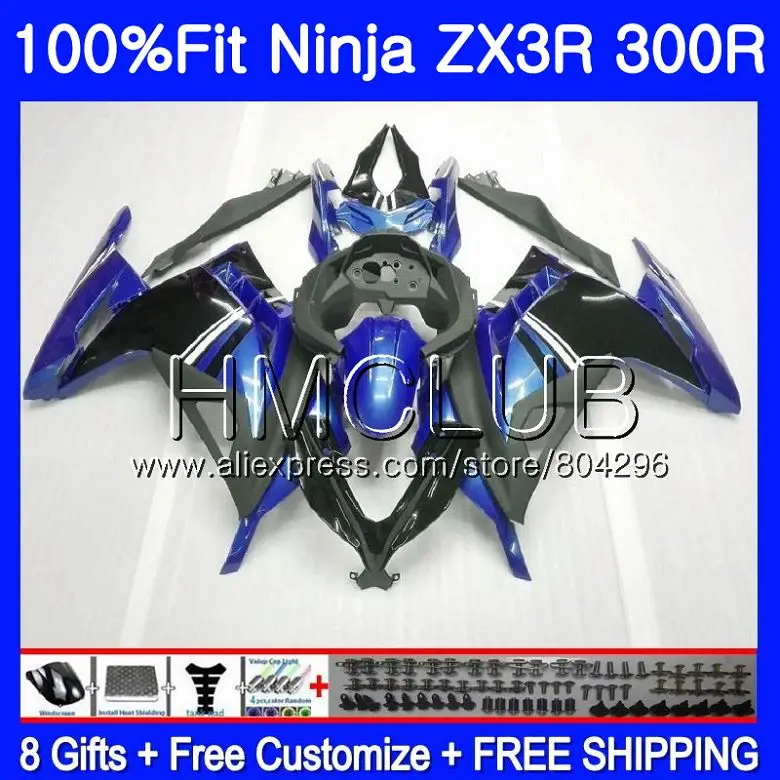 

Injection For KAWASAKI NINJA ZX3R EX 300 ZX 300R 13 14 15 10HM.6 Black blue EX300 ZX-300R ZX-3R ZX300R 2013 2014 2015 Fairing