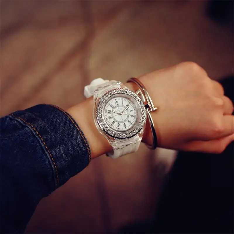 Fashion Accessories Women Men Silicone Band High quality Quartz Sport illuminate Candy/Jelly Color Wrist Watch Jewelry Watches