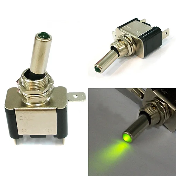 ON/OFF Switch Green Light LED Lamp DC 12V Toggle Switch For Car Boat Lightin Switches from