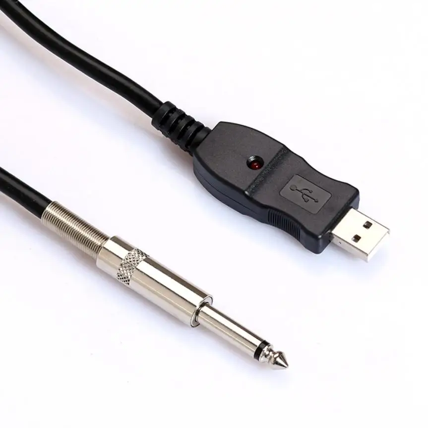 Хорошо Продажа 1 шт. 3 м Гитары к ПК USB Запись кабель Адаптер конвертера соединения Интерфейс 15 августа
