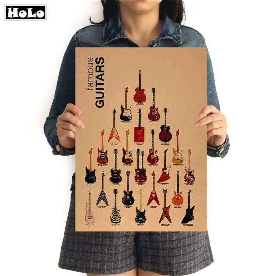 

Guitar Vintage Poster Living Room cafe bar pub print paper poster Retro paper wall painting sticker 42x30cm GGB045