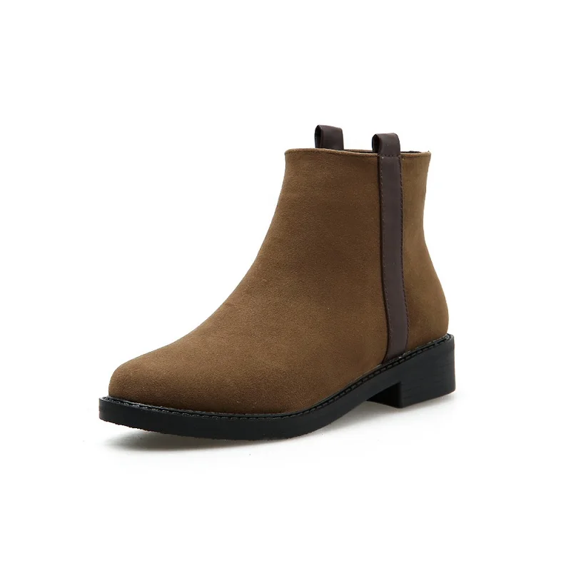

2018 new autumn and winter European and American suede round head Martin boots women's booties brwon 0116