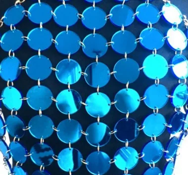 Пикантные летние фестиваль Стиль металлические цепи зеркало укороченный Топы корректирующие блеск русалок Топы корректирующие пляжная одежда в богемном стиле женские без косточек Топы корректирующие Клубная одежда - Цвет: YX624-Blue