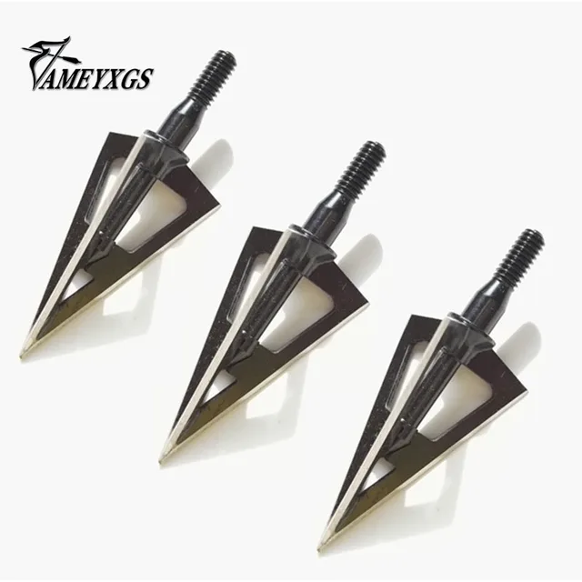9 Pcs 100Grain Broadhead Hunting Arrowhead Steel Blades Black Arrowheads Shooting Practice
