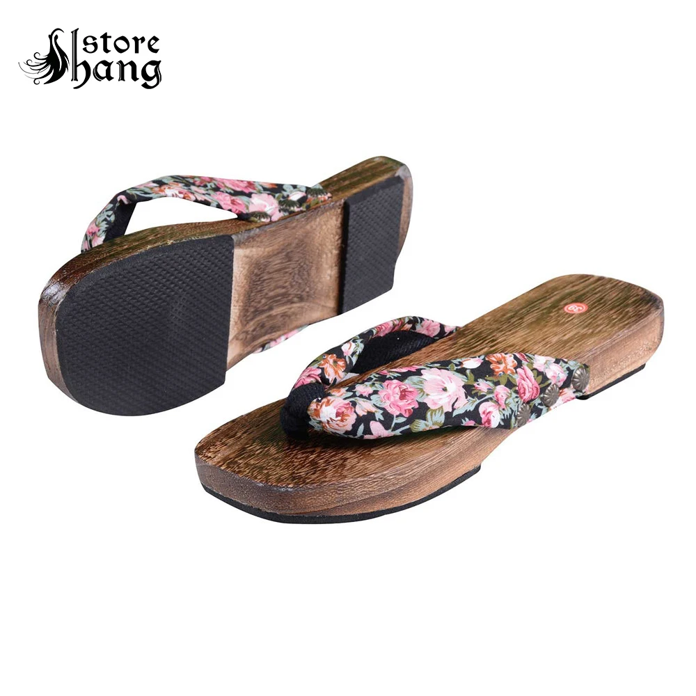 Женские японские кимоно Geta сабо Вьетнамки Нескользящие шлепанцы с цветочным