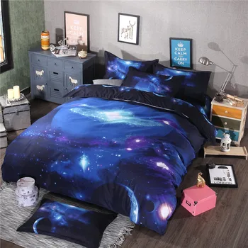 

4/3Pcs Universe Outer Space Bedclothes Twin/Queen Size 3D Galaxy Bedding set For Kids Boys Duvet Cover Set Bed Sheet PillowCases