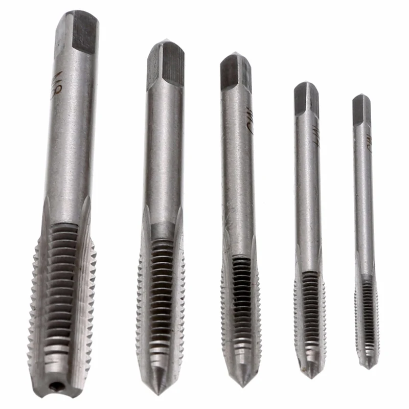 KALAIDUN 5PCS tap and die set Hand Spiral Point Straight Fluted Screw Tap Internal Thread Hand Tap Drill Set M3 M4 M5 M6 M83