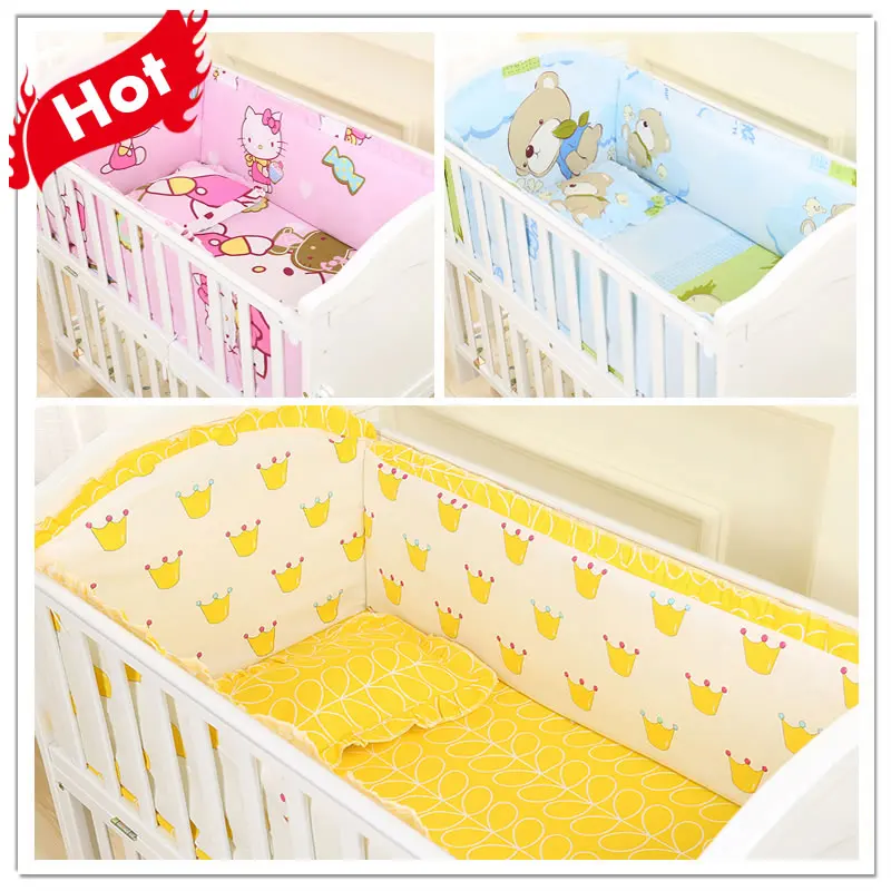 

5PCS Set Cartoon Baby Crib Bedding Set Cotton Toddler Baby Bed Linens Baby Cot Bumpers Children Bed Sheet Pillowcase CP01x