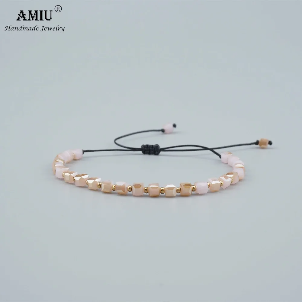 AMIU Jewelry 9colors Colorful Cube Crystal Handmade Bracelets Popular Woven Trendy Brazilian Bracelets For Women Men Bracelet