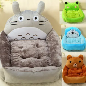 

Winter Cute Cartoon Dog Bed Gray Totoro Pet House Flannel Cat Kennel Dog Mat Pad Removable Puppy Warm Bed House Pink Blue Brown