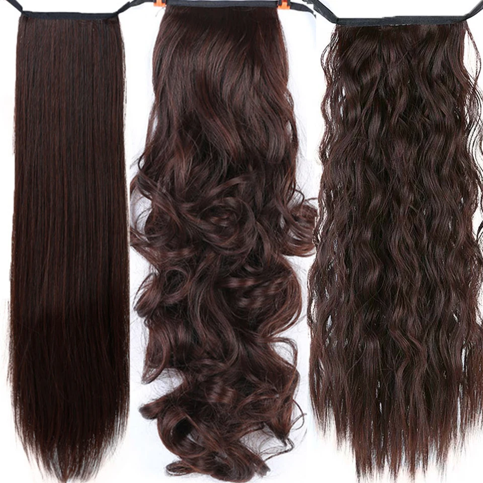 Allaosify 60 см длинные прямые клип в Hairl накладные волосы накладной хвост с шпильки синтетические волосы конский хвост волос