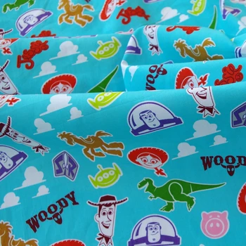 

155cmx50cm Cotton Poplin Fabric for textile, pathwork, cloth - Woody, alien, horse and dinosaur