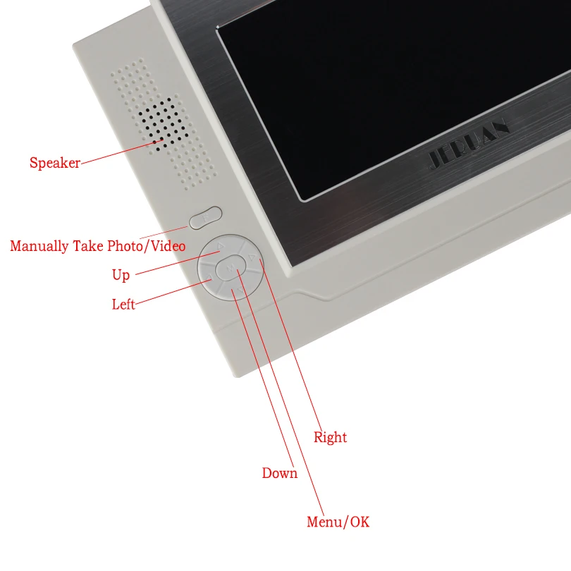 JERUAN 7 дюймов цветной TFT ЖК-дисплей монитор домофон только контролировать видео-телефон двери Запись видео + адаптер питания