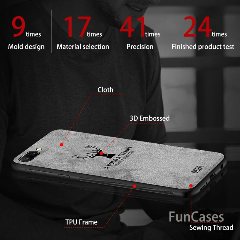 Чехол для huawei P smart Honor 7x p20 pro тисненая текстура ткань накладка олень Psmart p 20 холст