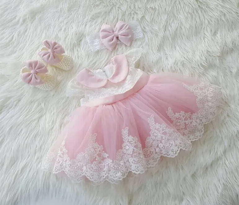 Романтическое Пышное розовое фатиновое платье для девочек, держащих букет невесты на свадьбе; бальное платье с большим бантом; платье для причастия; платье для крещения для маленьких девочек - Цвет: Розовый