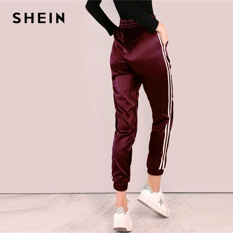 SHEIN Стильные Спортивные Брюки С Отделкой Модные Полоской Сбоку|Брюки |
