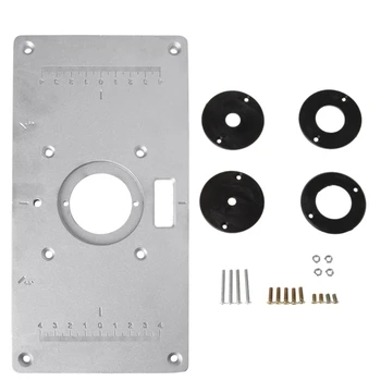 

Aluminum Router Table Insert Plate w/ 4 Rings Screws For Woodworking Benches