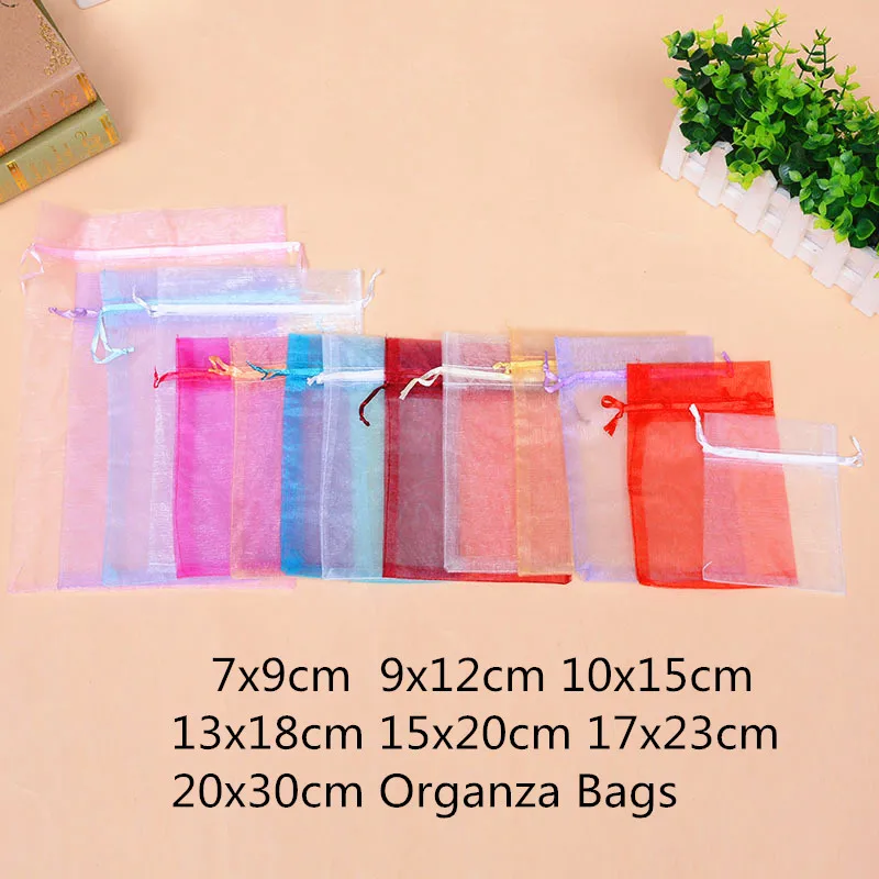 10 шт. 15x20 см 17x23x20x30 органзы подарочные пакеты для упаковки ювелирных изделий