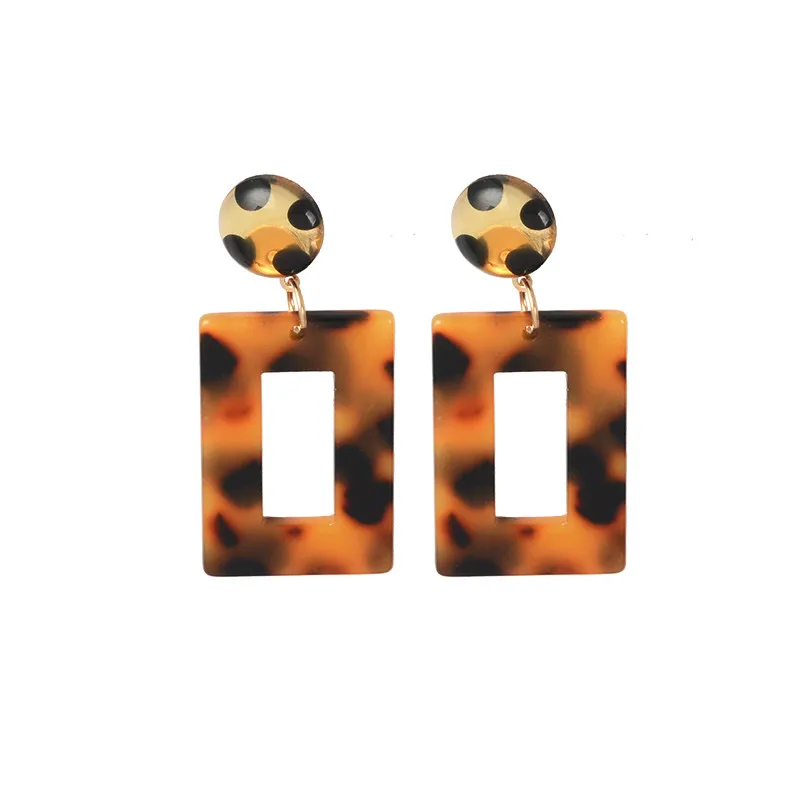 

Leopard Acetate Plate Earring Temperament Exaggerated Circle Long Geometric Statement Earrings Female Brincos