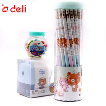 

Deli Student Stationery Set 3 Items School Students Pencil/Pencil Sharpener/Eraser Gift for Kids Stationery Kits School Supplies